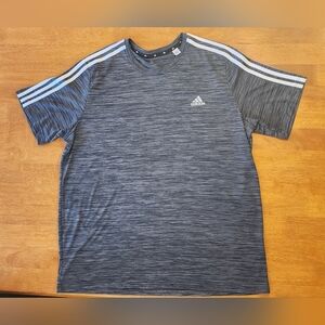 Mens XL Atheletic Adidas Grey and white short sleeve shirt Like New!